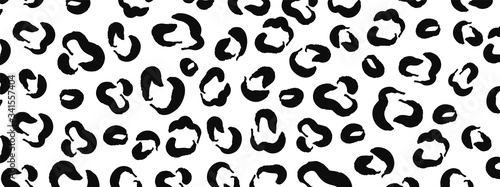 Leopard pattern design vector. Stylised Monochrome black and white Spotted Leopard Skin Background for Fabric, Print, Fashion, Wallpaper. Vector illustration.