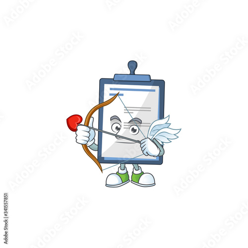 Charming picture of medical note Cupid mascot design concept with arrow and wings
