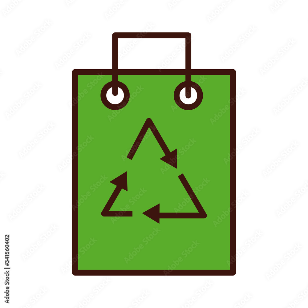 shopping bag with arrows recycle symbol line and fill style shopping bag with arrows recycle symbol line and fill style