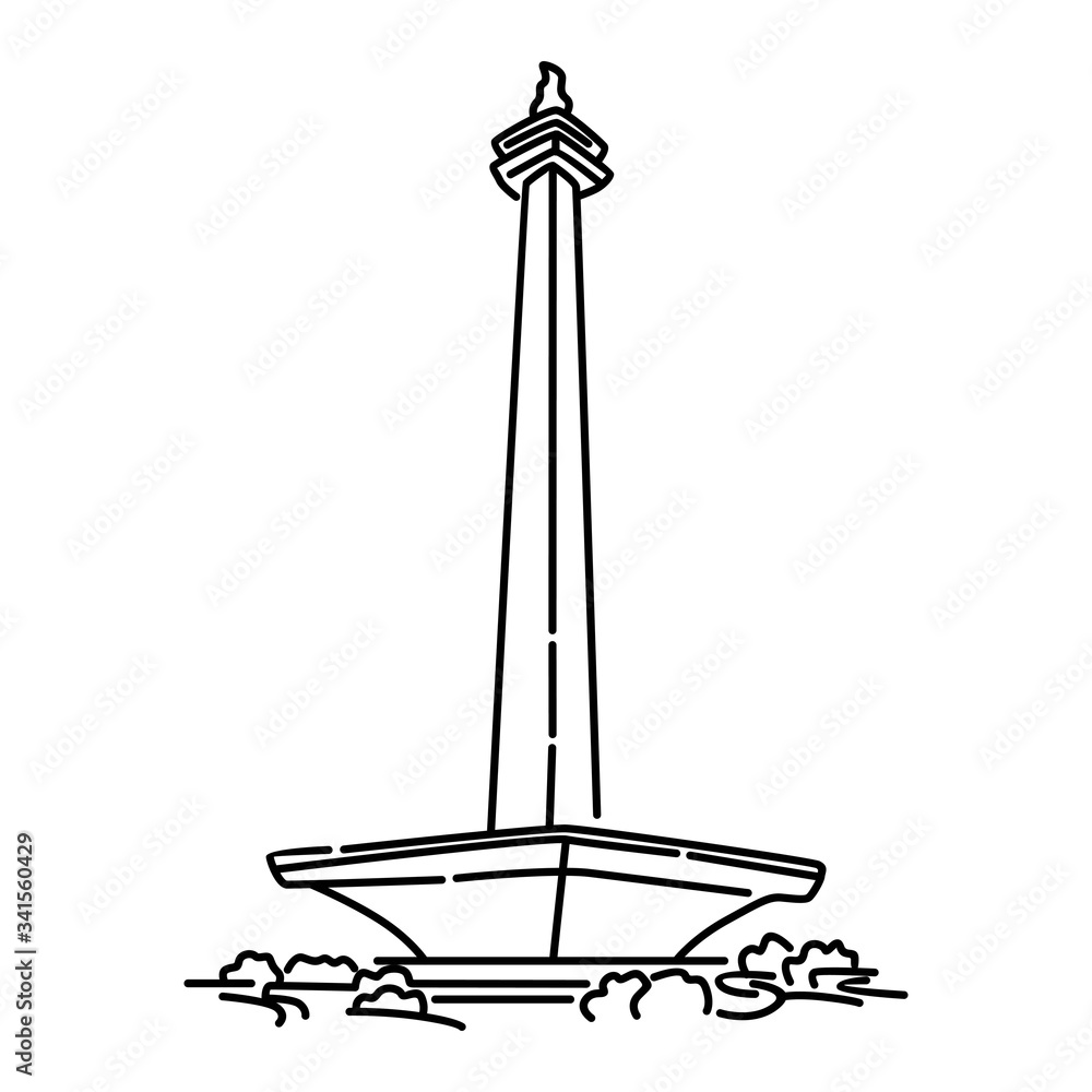 Monumen Nasional Monas Indonesian Monument Landmark In Jakarta Line