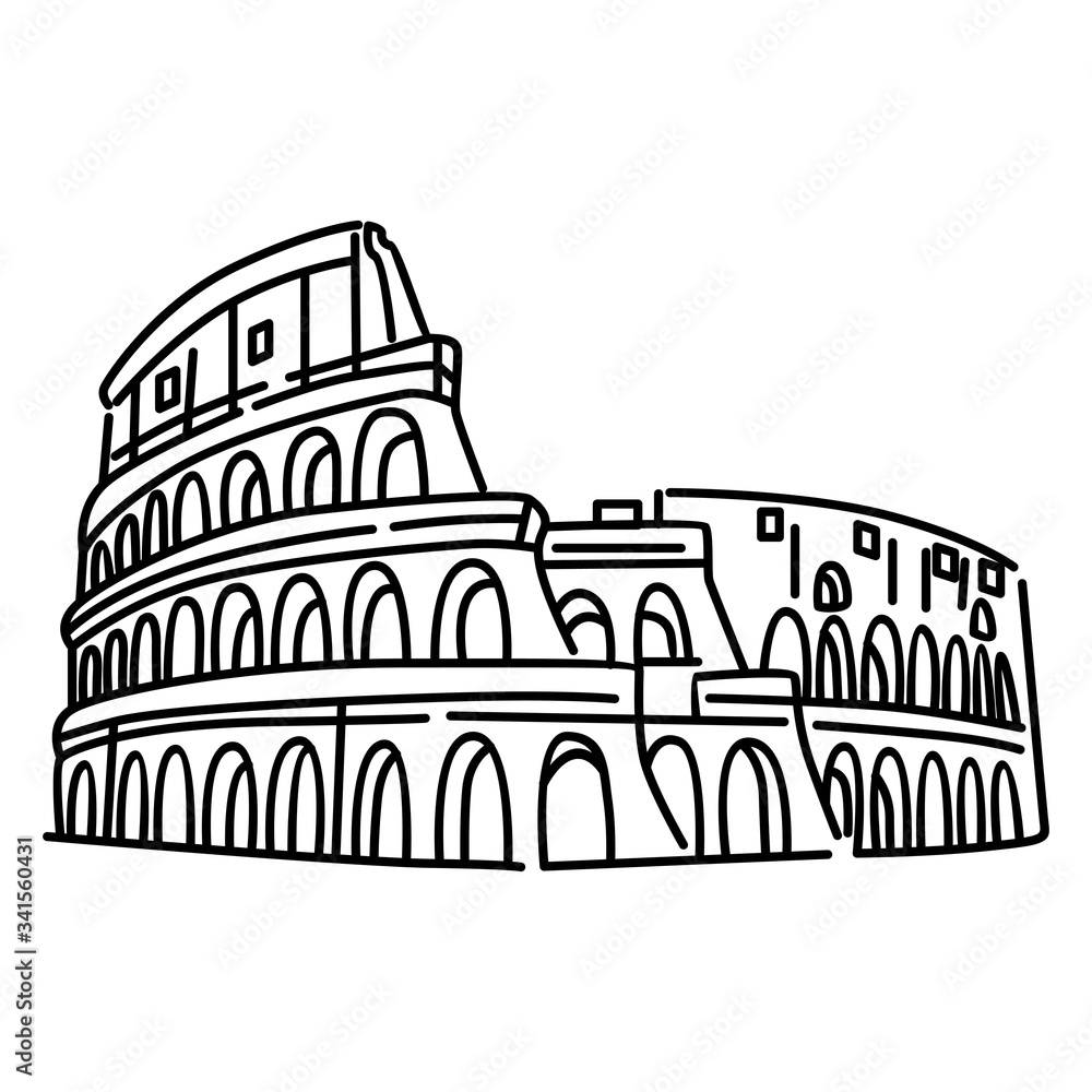 Colosseum Line Art Vector. Isolated on White background