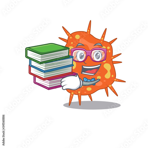 A diligent student in burkholderia mallei mascot design concept with books