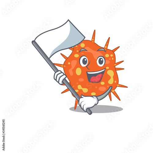 A nationalistic burkholderia mallei mascot character design with flag