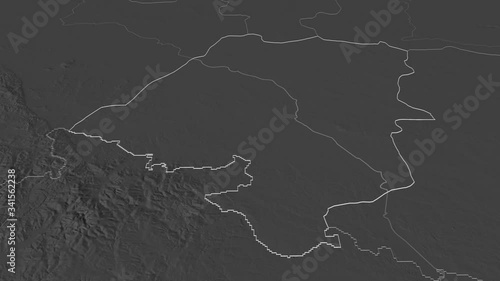 Opole, voivodeship with its capital, zoomed and extruded on the bilevel map of Poland in the conformal Stereographic projection. Animation 3D photo