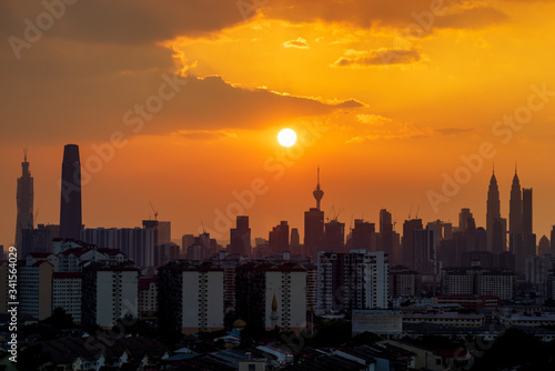 Photography View of majestic sunset over down town Kuala Lumpur, Malaysia.