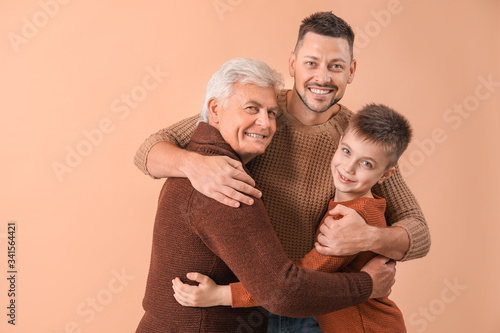 Man with his father and son...