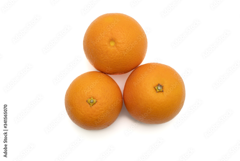 Group of fresh whole and cut orange isolated on white background. From top view Group of fresh whole and cut orange isolated on white background. From top view