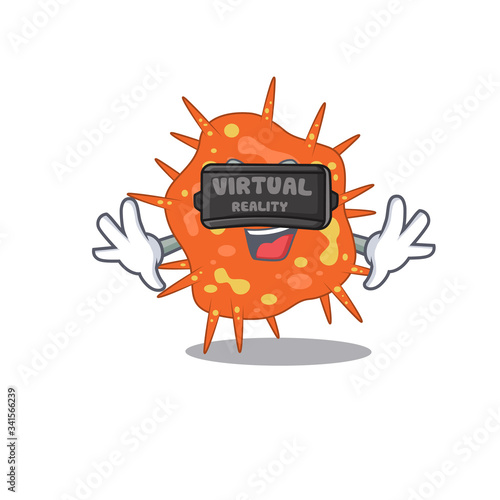 Cartoon design style of burkholderia mallei with modern Virtual Reality headset