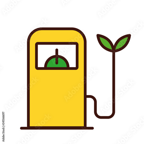 station service with leafs ecology line and fill style