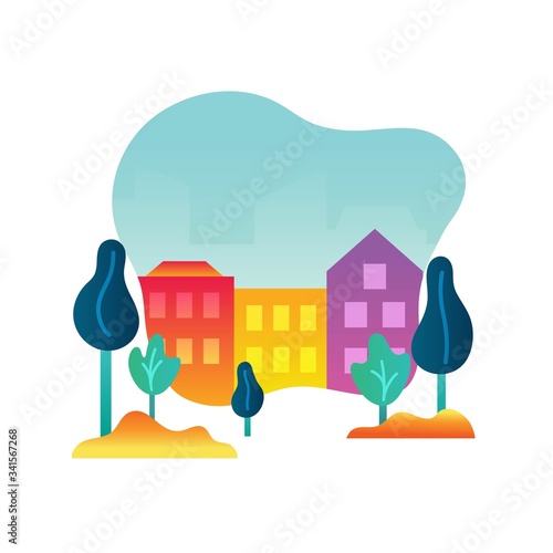 Urban landscape with buildings vector illustration