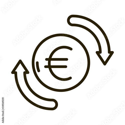 euro money exchange business financial investing line style icon