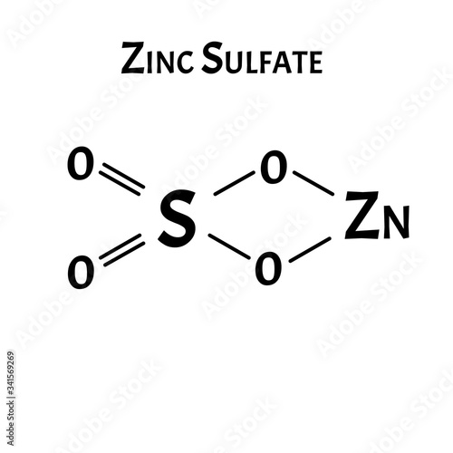 Zinc sulfate is a molecular chemical formula. Zinc infographics. Vector illustration on isolated background.