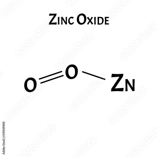 Zinc oxide is a molecular chemical formula. Zinc infographics. Vector illustration on isolated background.