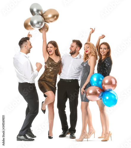 Happy young people with air...