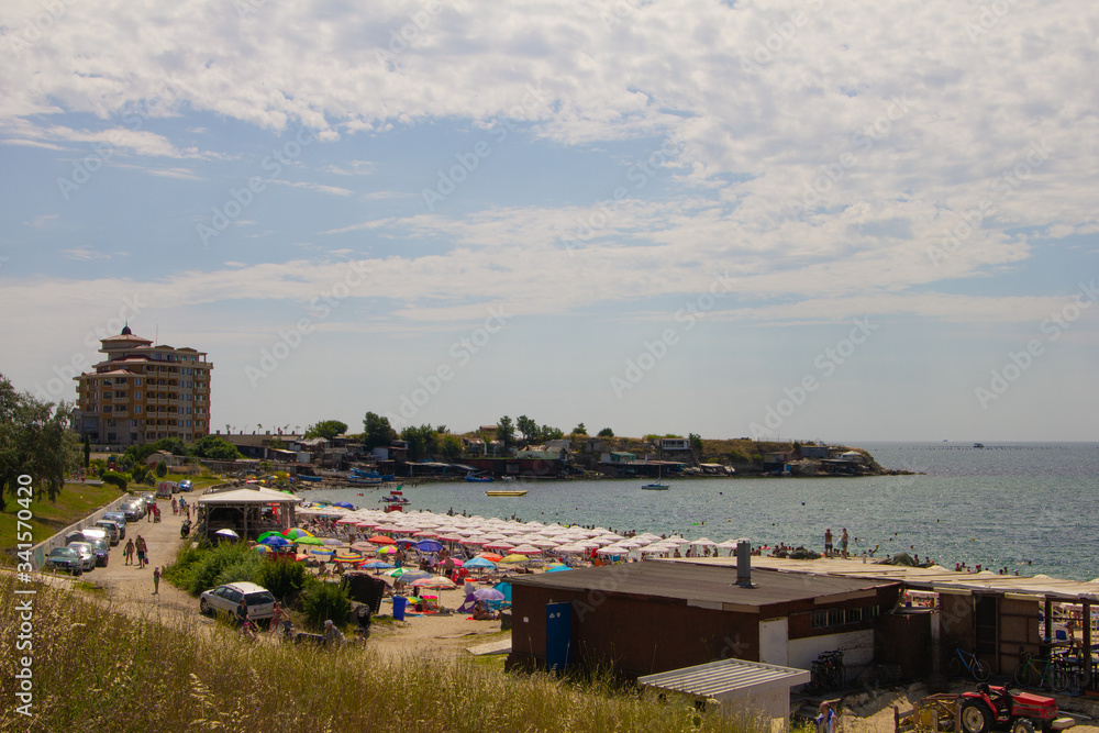 Holidaymakers on the beach on the Black Sea