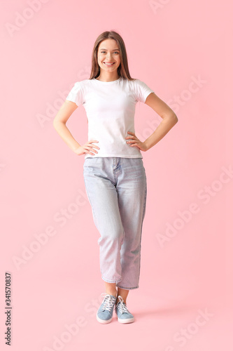 Young woman in stylish t-sh...