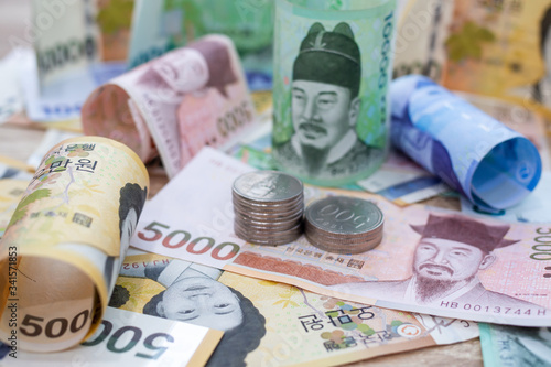 Quadro em tela South Korean won currency money exchange