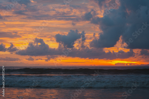 Magical dramatic sunset on a tropical beach.