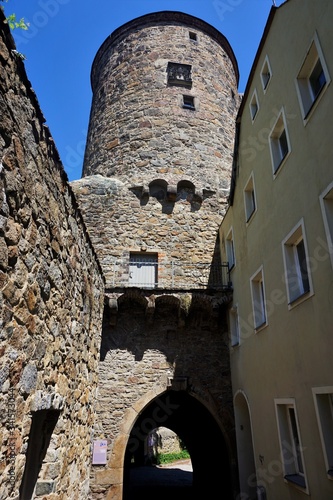 Nicolai tower from the narrow streets of Bautzen old town photo