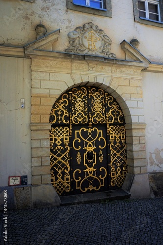 Beuatiful door with golden ornaments at Fleischmarkt Bautzen