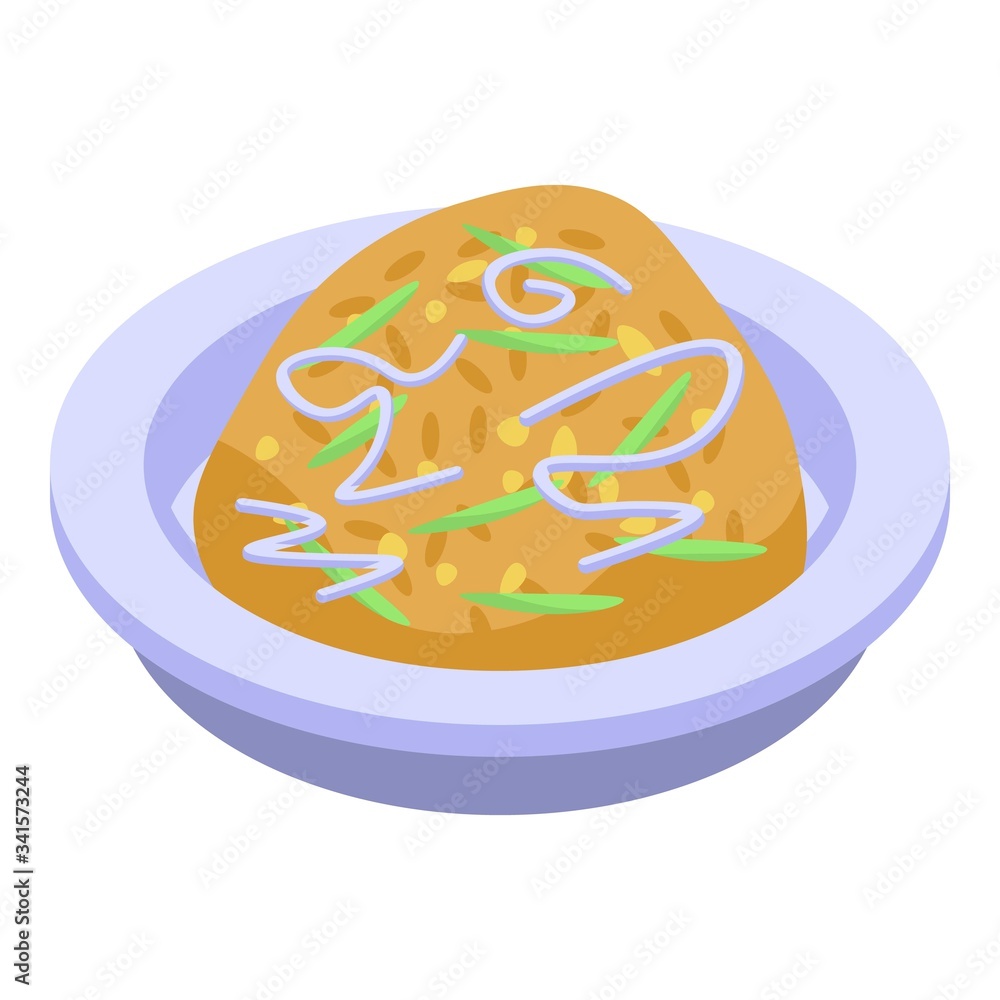 Thai food brown rice icon. Isometric of thai food brown rice vector icon for web design isolated on white background Thai food brown rice icon. Isometric of thai food brown rice vector icon for web design isolated on white background