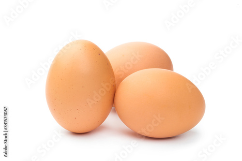 farm brown chicken eggs on a white background