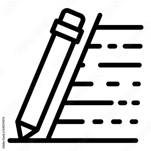 Writing pen icon. Outline writing pen vector icon for web design isolated on white background