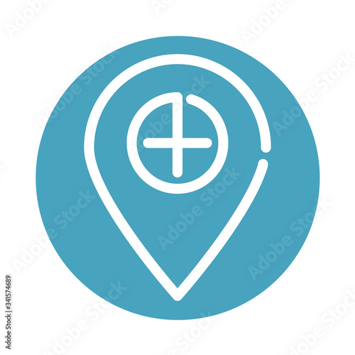 pin location emergency assistance medical and health care block style icon