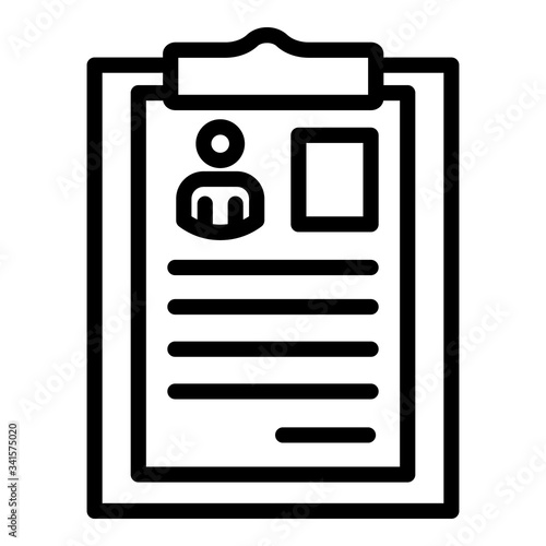 Headhunter clipboard icon. Outline headhunter clipboard vector icon for web design isolated on white background