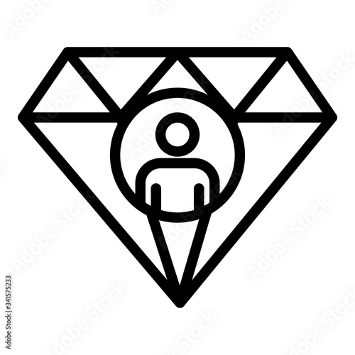 Diamond headhunter icon. Outline diamond headhunter vector icon for web design isolated on white background