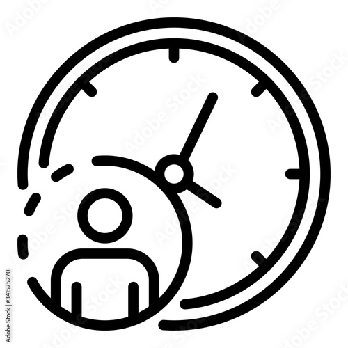 Headhunter time clock icon. Outline headhunter time clock vector icon for web design isolated on white background