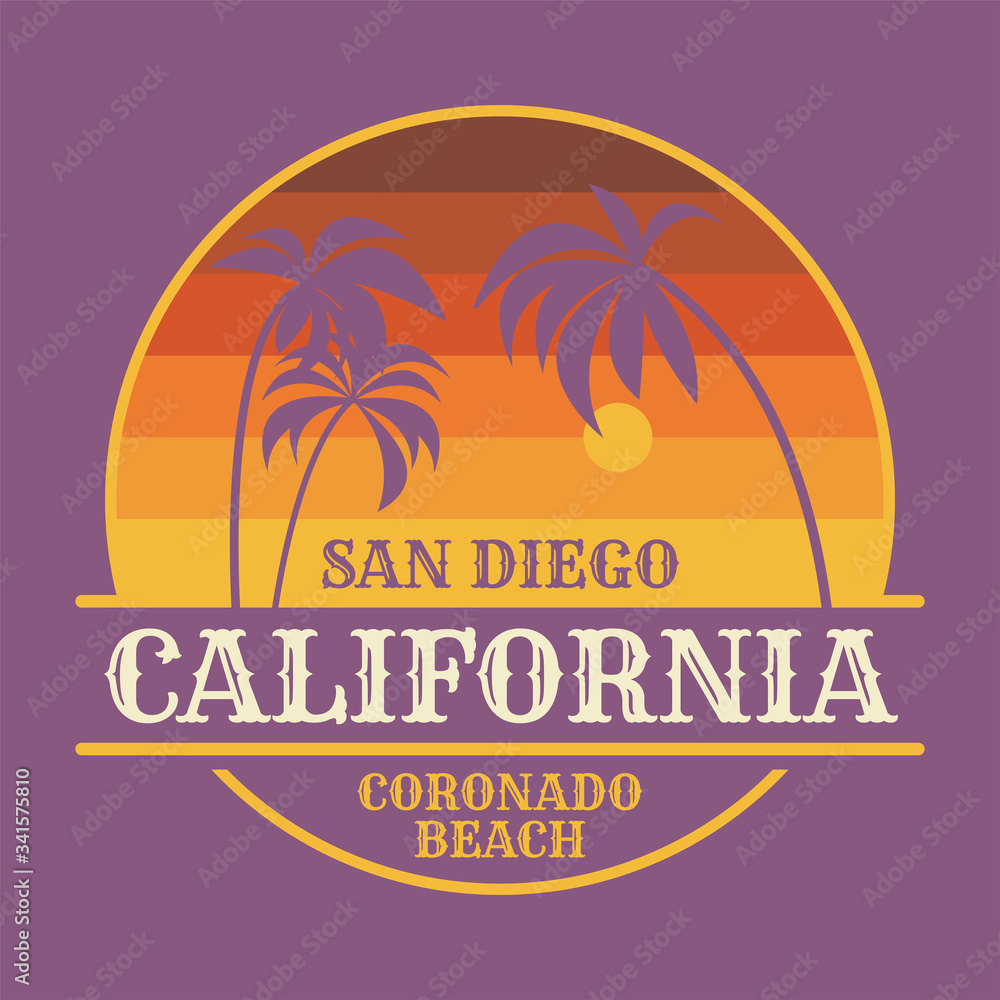 Coronado Beach in San Diego, graphic t-shirt design, poster or print