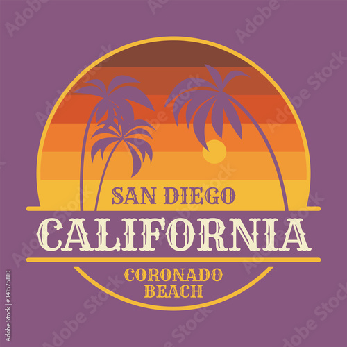 Coronado Beach in San Diego, graphic t-shirt design, poster or print
