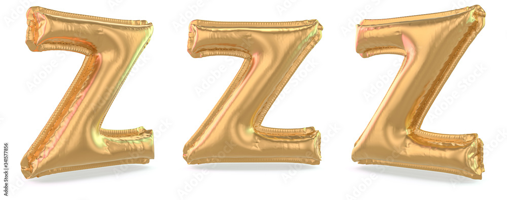 Capital letter Z. Uppercase. Inflatable gold balloon on background. 3D Capital letter Z. Uppercase. Inflatable gold balloon on background. 3D