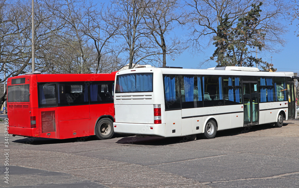 Fototapeta premium Buses standing at the terminal