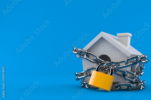 Quadro su tela Small house with padlock and chain
