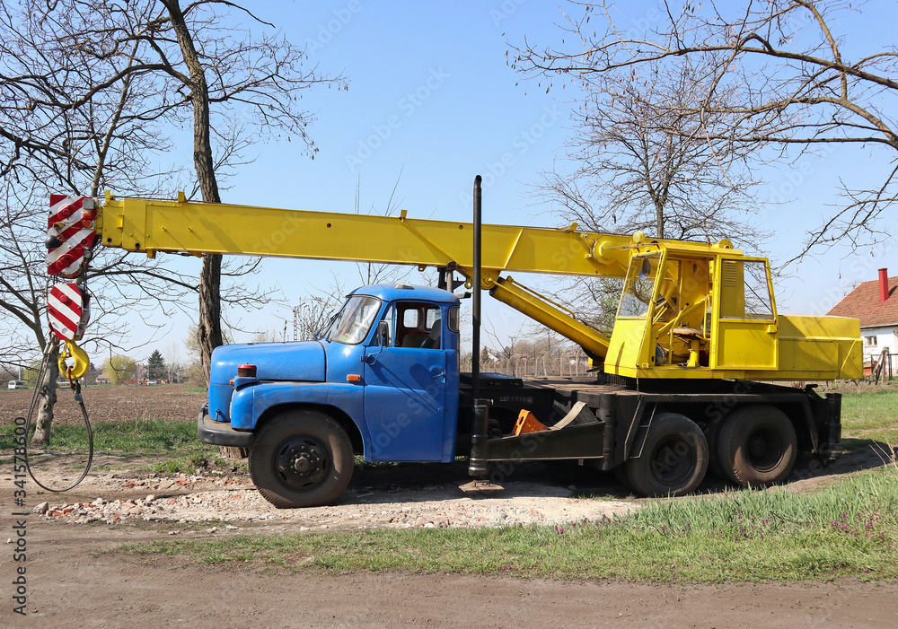 Mobile auto crane standing outdoor Mobile auto crane standing outdoor
