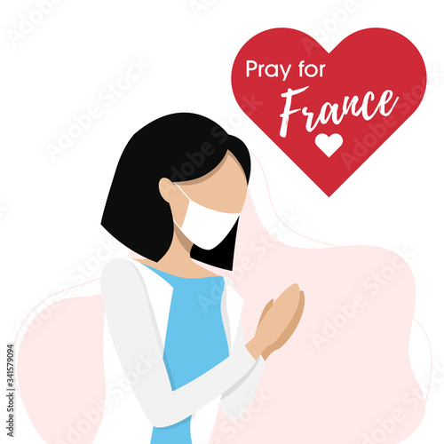 Epidemic corona virus, Covid-19 or Coronavirus concept. Woman prayed for italian. Vector illustration.
