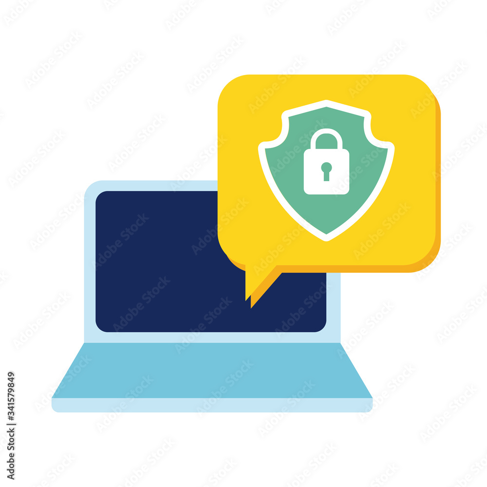 laptop with padlock flat style icon laptop with padlock flat style icon