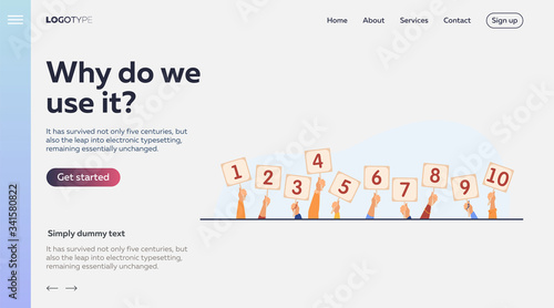 Jury giving evaluation and showing scorecards. Set of human hands holding cards with numbers, amount of scores, points. Vector illustration for competition, contest, judge, feedback, game concept