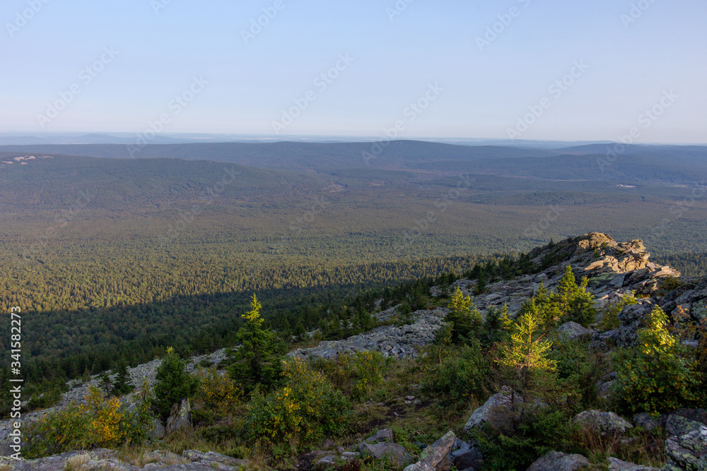 Urenga mountain range near Zyuratkul national Park. Naked mountain (the second hill), an altitude of 1198 meters. Chelyabinsk region, South Ural, Russia