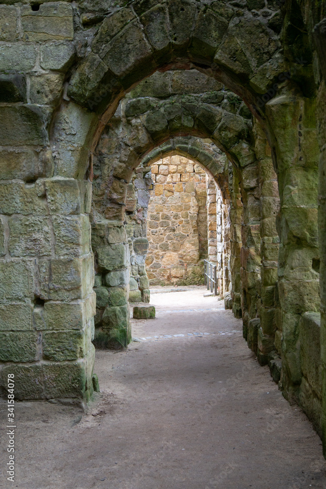 The view into the ruins of the old castle Oybin in the Zittau mountains.