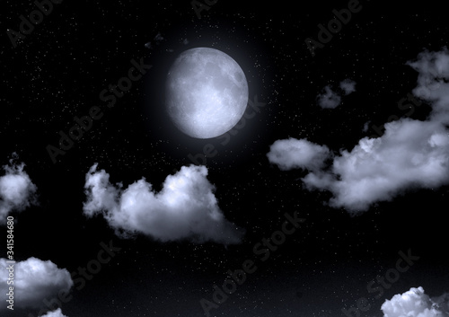 The moon in the night sky