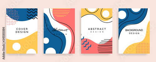 Creative cover design. Social media banner template. Editable mockup for stories, post, blog, sale and  promotion. Abstract modern coloured shapes, line arts background design for web and mobile app.