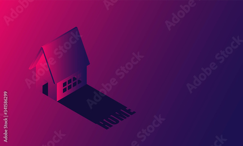 House in isometric and working at home vector design