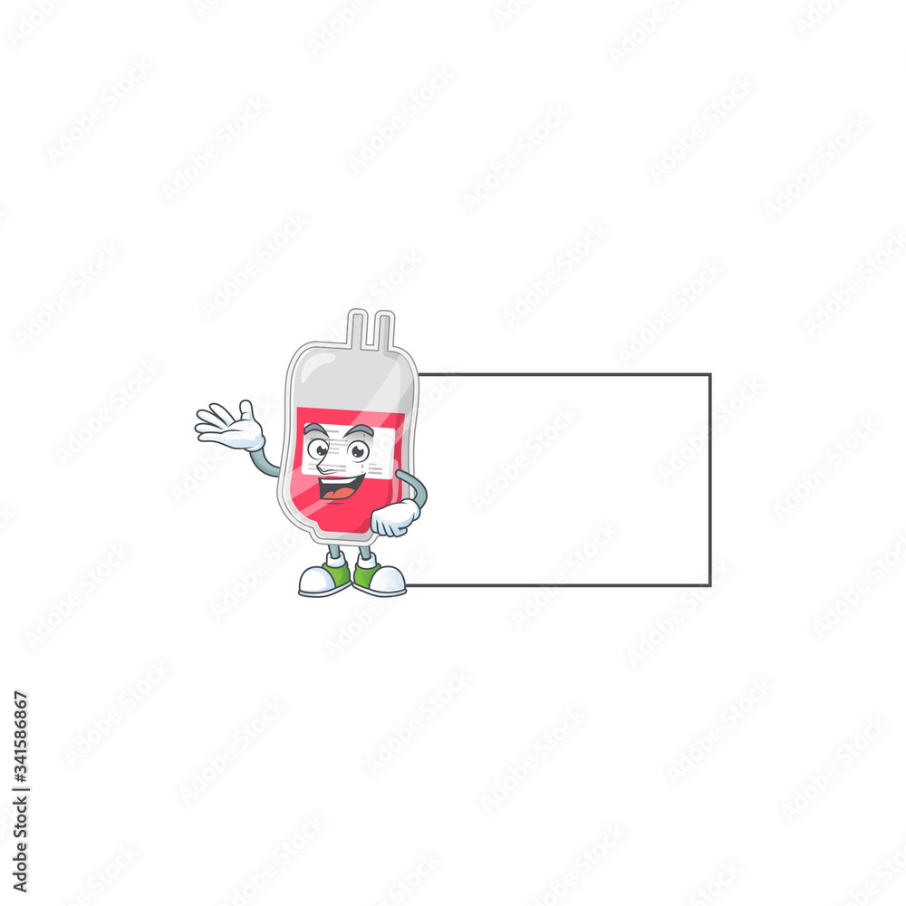 An image of bag of blood with board mascot design style