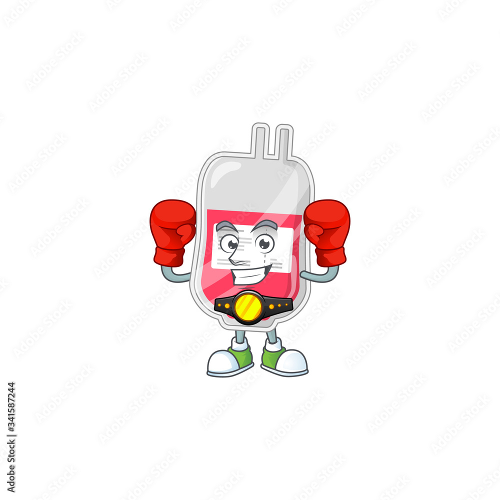 A sporty bag of blood boxing athlete cartoon mascot design style