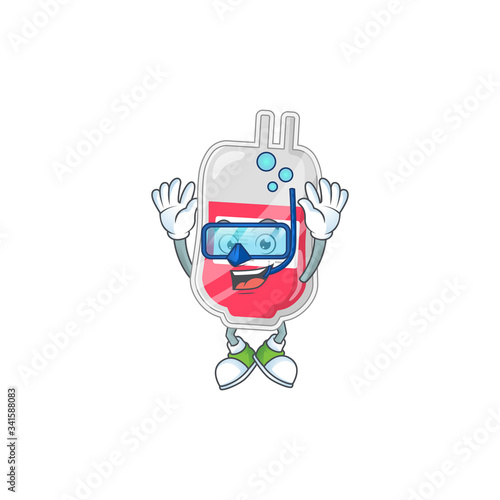 Mascot design concept of bag of blood wearing Diving glasses © kongvector