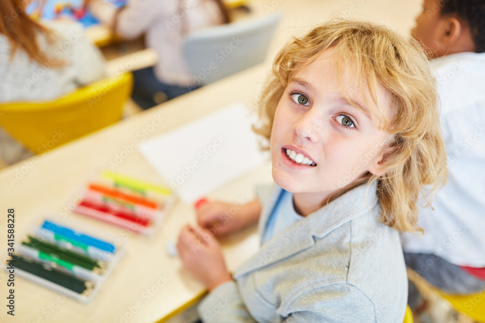 Blond boy as a school beginner Blond boy as a school beginner
