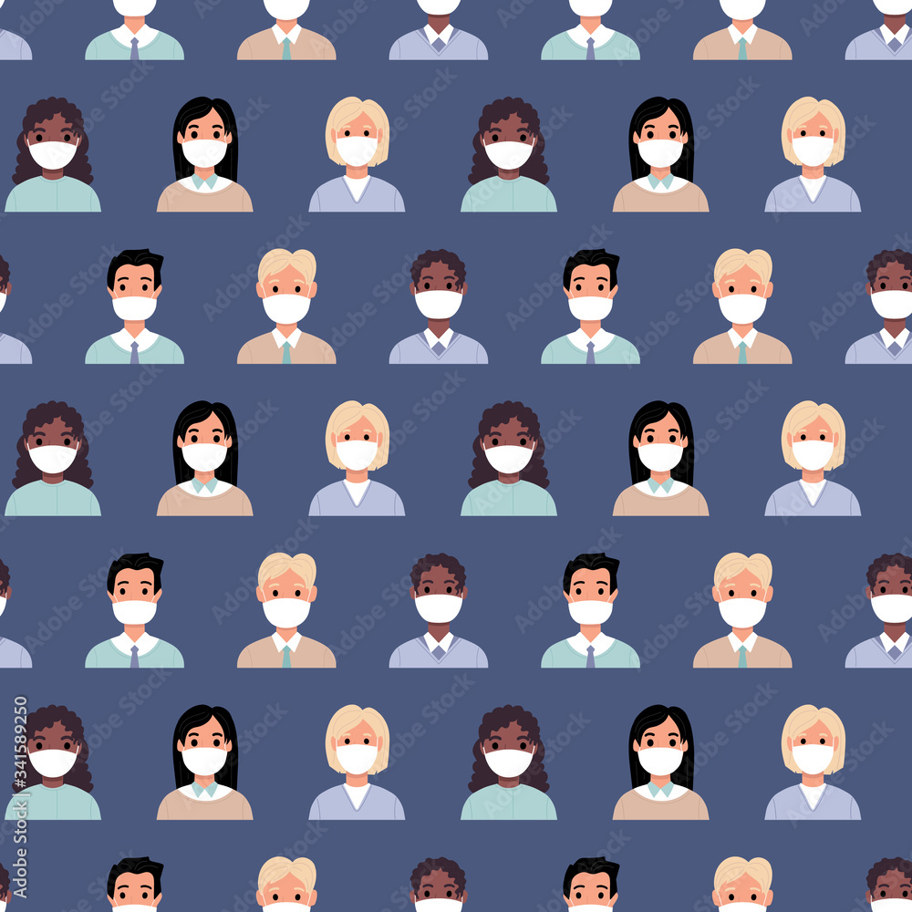 Seamless pattern of doctors in masks Seamless pattern of doctors in masks